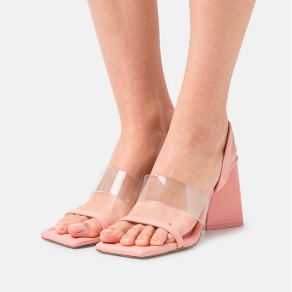 ALDO Eliss Shoes Pink Women's Triangle Chunky Block Heel Sandals Size 8 US NWT - Picture 6 of 10